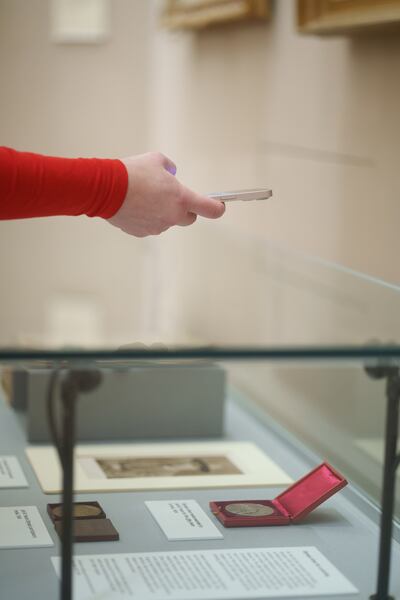 Jack B. Yeats's Olympic silver medal in the 1924 Olympic games, on display in the National Gallery of Ireland, Merrion Square, Dublin. Photograph: Barry Cronin