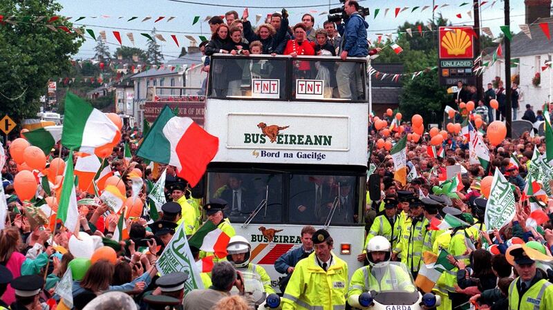 Michelle Smith returning home to Rathcoole in 1996. Photograph: The Irish Times