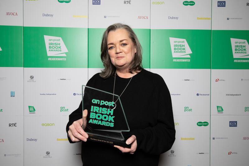 Louise Kennedy wins the Novel of the Year for  Trespasses at the An Post Irish Book Awards 2022 last November. Photograph: Patrick Bolger