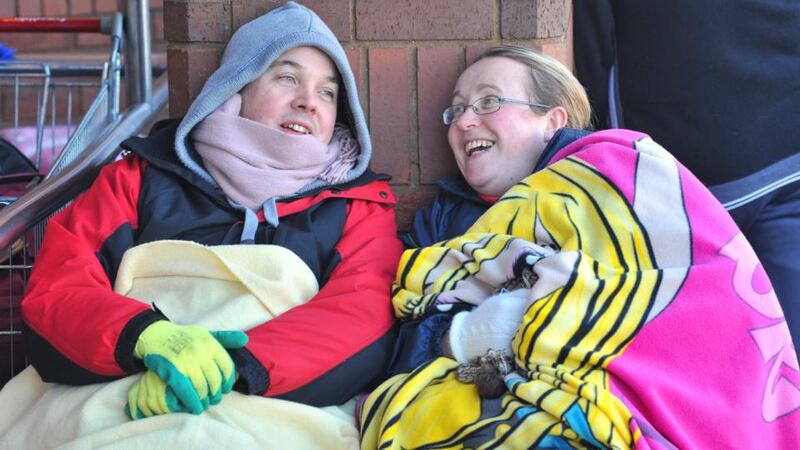 Husband and wife Robert and Margaret Spillane from Blarney queue for Garth Brooks concert tickets at Merchants Quay shopping centre, Cork. Photograph: Daragh Mc Sweeney/Provision