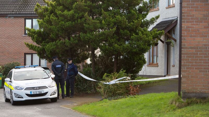 Gardaí  at the scene of the house at Briarfield, Castletroy, Limerick on Saturday morning where the body of a man was discovered in the garden. Photograph:   Brian Gavin/Press 22