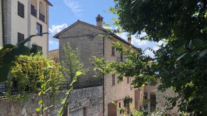 This stone home is in the centre of Meggiano village in Umbria, Italy
