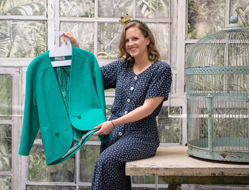 Katie Harrington wearing vintage and second hand clothes. Photograph: Dave Meehan