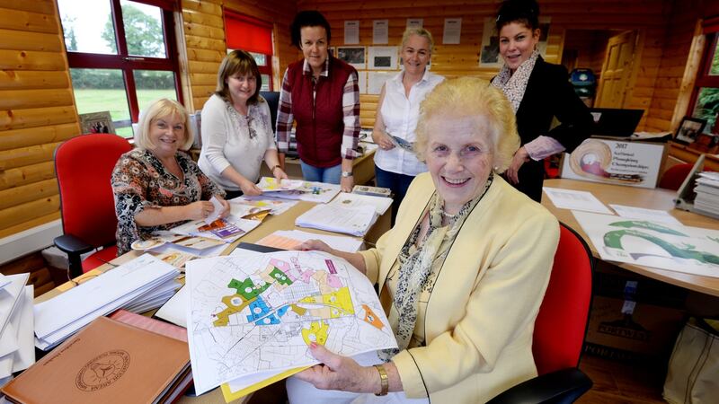 From left: Noelle Kenny, Maria Mulhall, Anna Marie McHugh (NPA Assistant MD), Anna May McHugh, Ann Siney, Morag Debins at the Natioanl Ploughing Association’s headquarters in Ballylynan in Co Laois. Photograph: Alan Betson/The Irish Times
