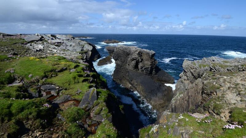 The view out to sea from Dún na mBó in Corclogh, Erris, Co Mayo. Photograph: Dara Mac Dónaill