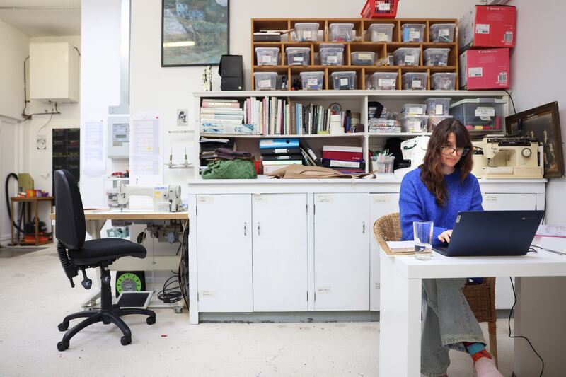 Sorcha Ní Chróinín, at the Nuns Island Druid costume workshop. Photograph: Dara Mac Dónaill / The Irish Times







