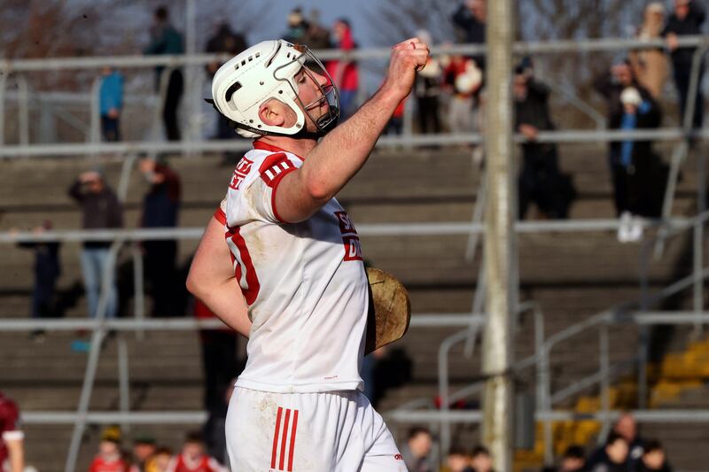 Cork's Declan Dalton celebrates the win over Galway at the final whistle. Photograph: Bryan Keane/Inpho