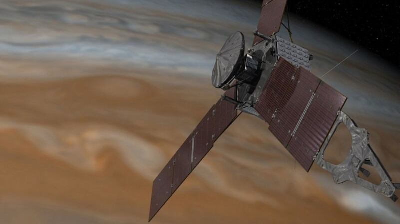 The spacecraft orbits Jupiter