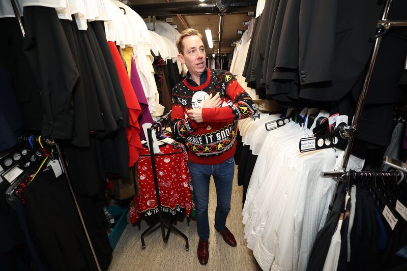 Ryan Tubridy in the costume department: 'Putting on the Christmas jumper is like putting the armour on to get into battle.' Photograph: Nick Bradshaw