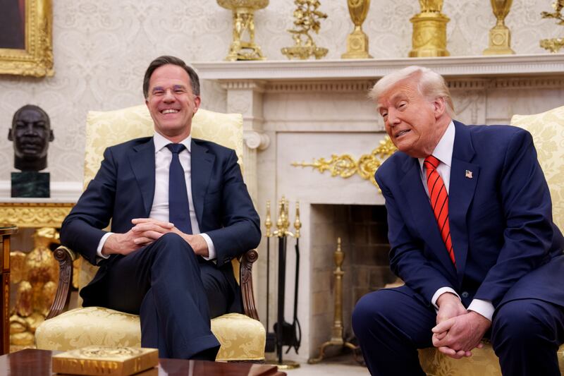 Nato secretary general Mark Rutte with US president Donald Trump at the Oval Office of the White House on Thursday. Photograph: Andrew Harnik/Getty