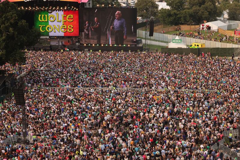 The Wolfe Tones Play the Main stage  on the 3rd and final  full day of the Electric Picnic 2024 at Stradbally, Co Laois.
Photograph: Alan Betson/The Irish Times

