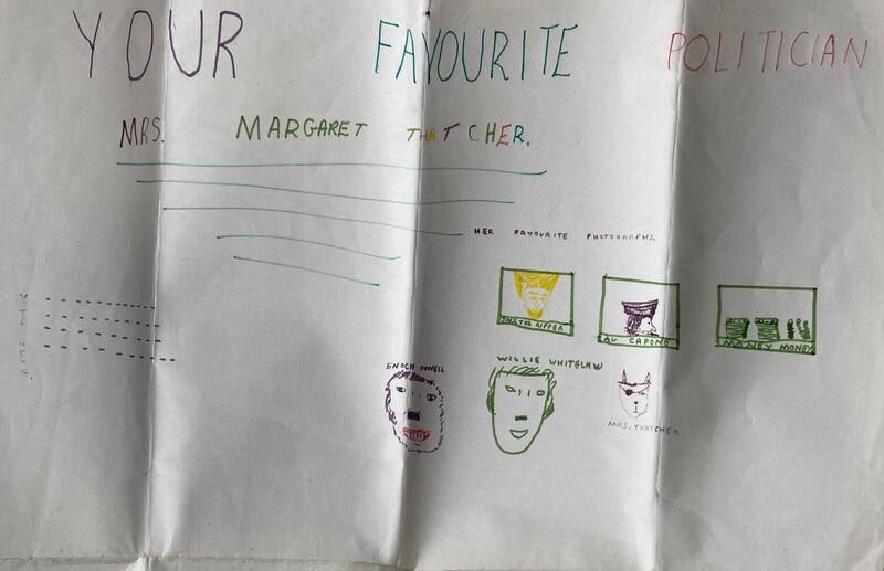 An unsympathetic felt-tip pen portrait of Margaret Thatcher, just over a year before she became British prime minister