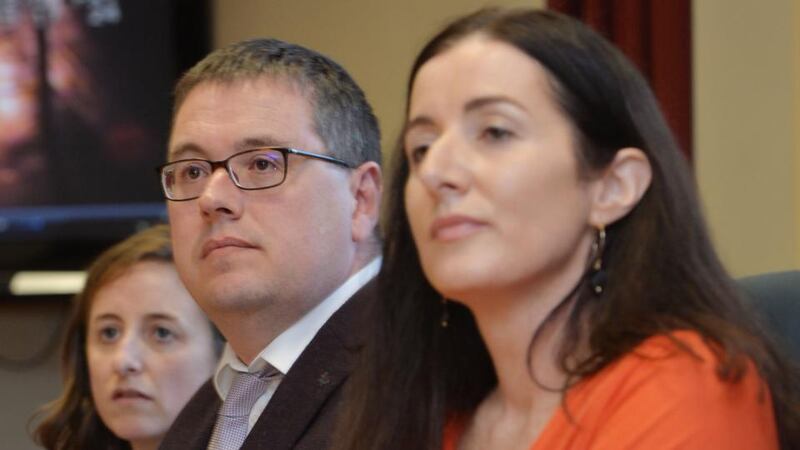 Trevor Deely’s brother Mark and sister Michele, who talked on TV about their brother. Their sister Pamela is in the background. Photograph: Alan Betson