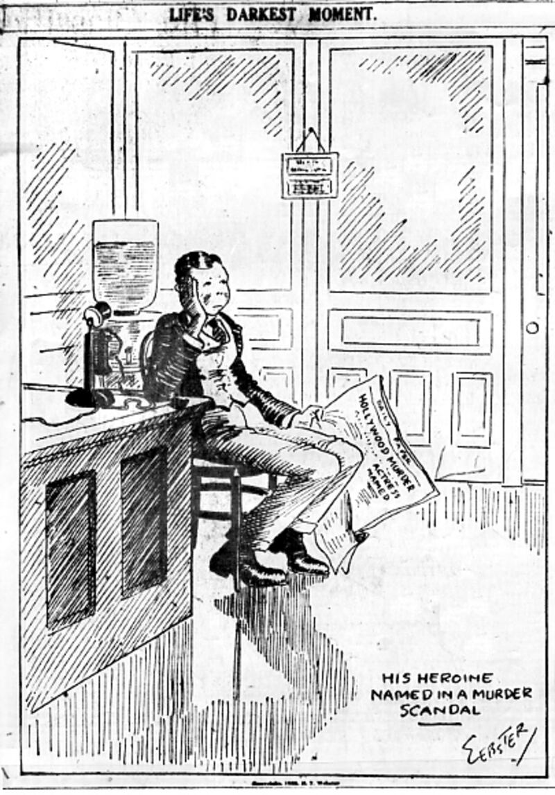 Webster cartoon about the murder of William Desmond Taylor produced by HT Webster for the New York Tribune in 1922. Photograph: Wikimedia Commons