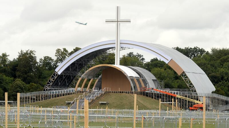 Work  is under way at the site of the World Meeting of Families Phoenix Park Mass with Pope Francis. Photograph: Dara Mac Dónaill