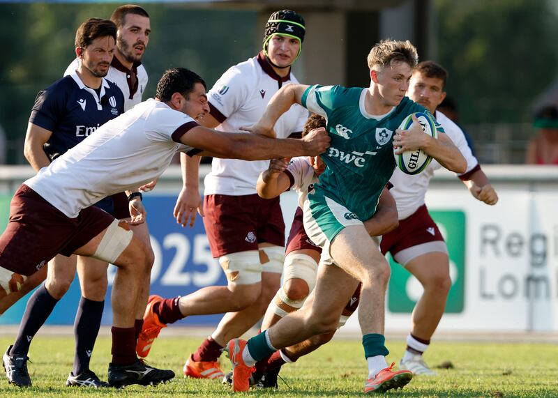 Ireland's Tom Wood scores a try. Photograph: Sebastiano Pessina/Inpho