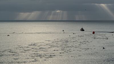 Competitors during the swimming portion of the Wales Ironman.