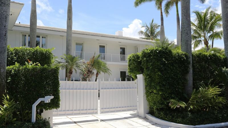 Jeffrey Epstein’s waterfront Palm Beach, Florida home on El Brillo Way. Photograph: Emily Michot/Miami Herald/Tribune News Service via Getty Images
