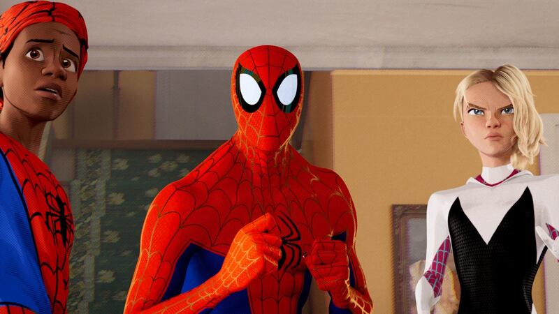 Miles Morales, Peter Parker  and Spider-Gwen  in Spider-Man: Into the Spider-verse