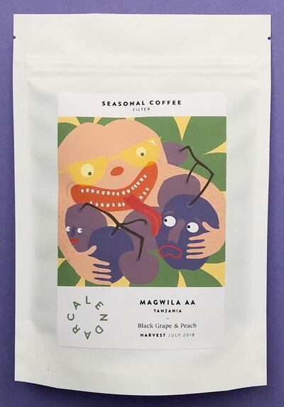 Calendar: the coffee company works with an artist to design a unique label for each new release