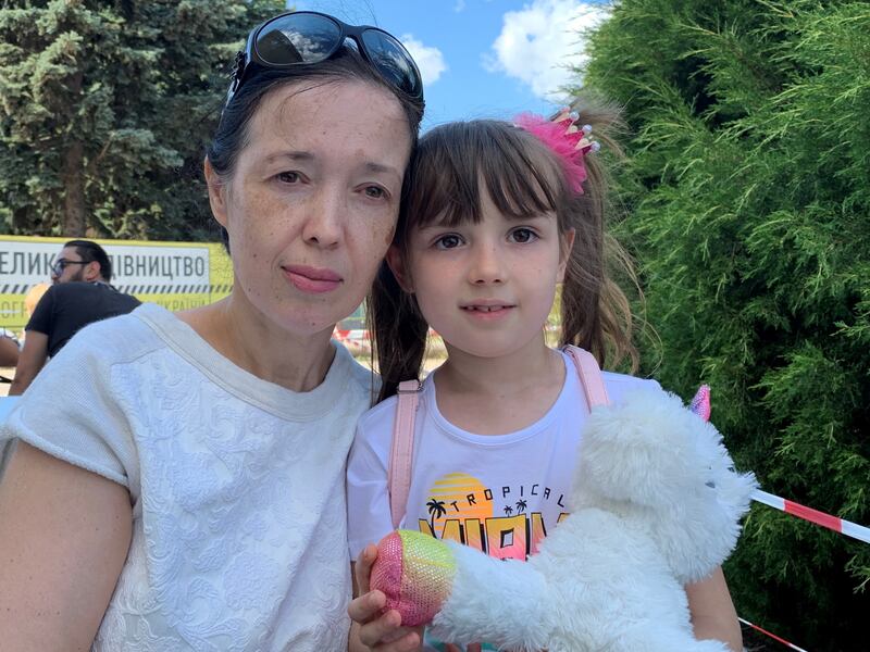It took Tetiana and her six-year-old daughter Yeva three days to reach Zaporizhzhia from the Russian-occupied city of Kherson last week. Photograph: Lara Marlowe