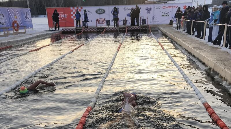 Tiffiny Quinn, ice swimming in Siberia in 2018. Photograph: Searon McGrattan