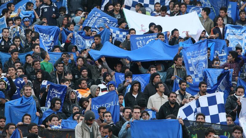 Supporters of Iranian soccer club Esteghlal, who Sahar Khodayari supported. Photograph: Vahid Salemi/AP