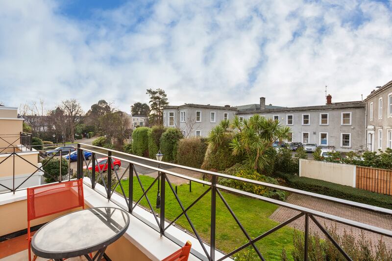 Balcony with view over gardens