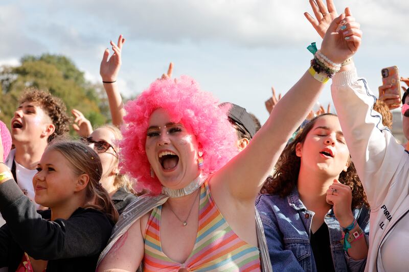 Fans of The Academic at the main stage. Photograph: Alan Betson
