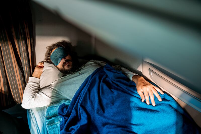 Wearing an eye mask can be helpful, if it doesn’t make you feel too hot and sweaty. Photograph: iStock