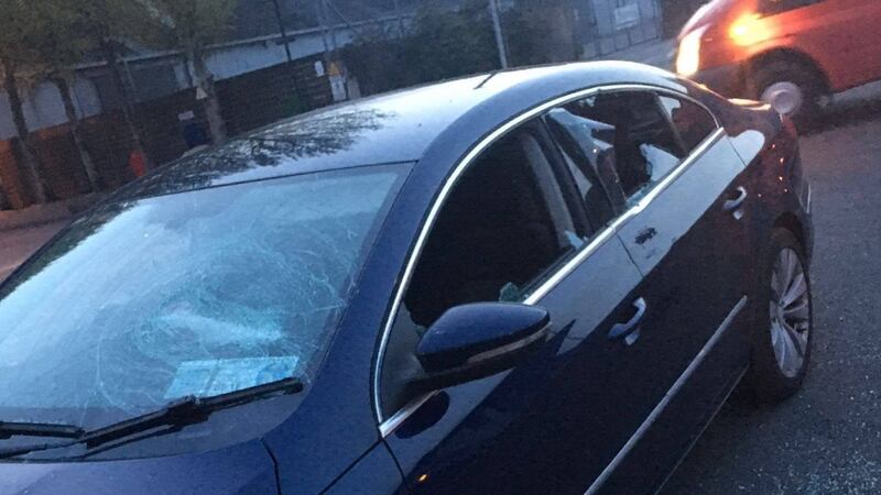 Renoir Taha’s car following the attack. Photograph: Renoir Taha