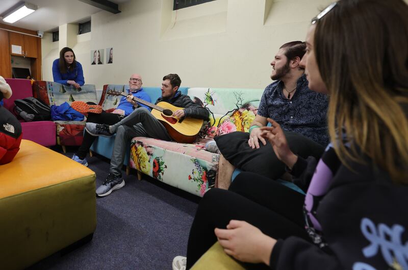 Aoife O’Regan project leader Detached Youth Work, Noel Smith, Street Work Team, Aaron Connolly from Sheriff St, Claudio Marsella, from Dublin 1 and Aoife Keegan from Bayside. Photograph: Alan Betson