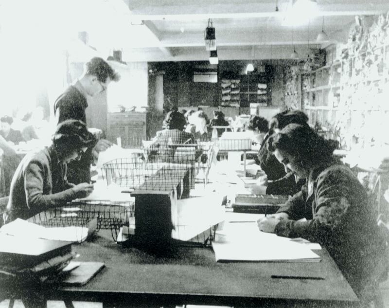 One of the teams at Bletchley Park, Buckinghamshire, in which civilian and service personnel worked together at code-breaking during the second World War. Photograph: Bletchley Park Trust/SSPL/Getty
