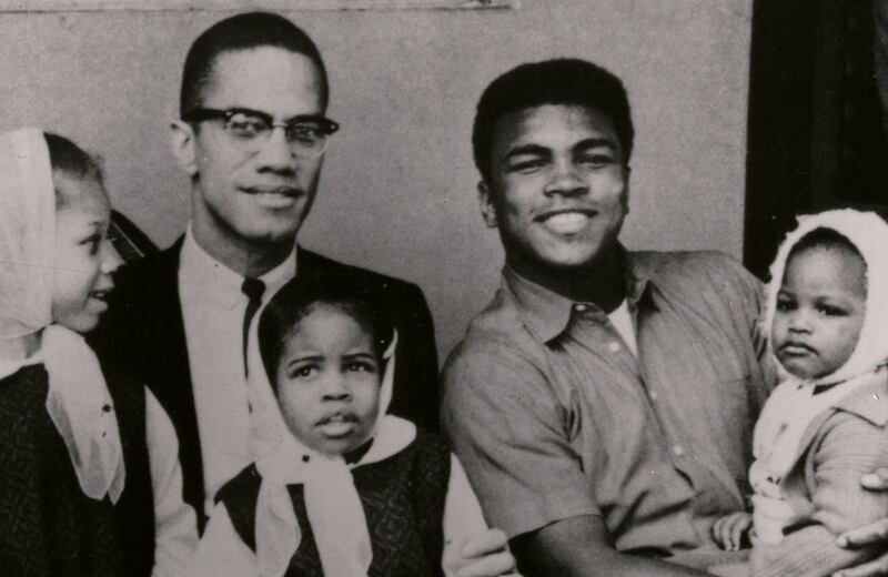 Malcolm X and Muhammad Ali with their children