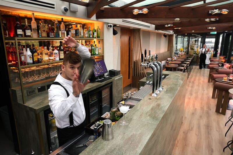 Preparing cocktails at the Rooftop