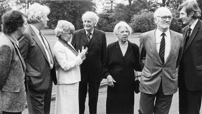 At the presentation in 1986 of the American-Irish Foundation literary awards  (from left): Thomas McCarthy, Seamus Heaney,  US Ambassador Margaret Heckler, Hubert Butler, Mary Lavin, Thomas Kilroy and Richard Murphy. Photograph: Pat Langan