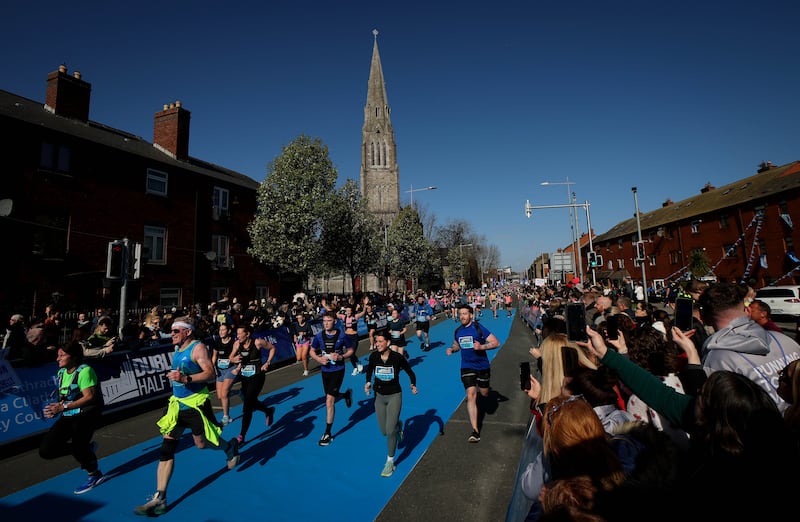Participants in the final stretch on Seville Place. Photograph: Ryan Byrne/Inpho