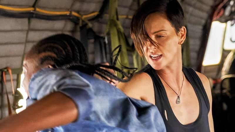 Charlize Theron in a scene from The Old Guard