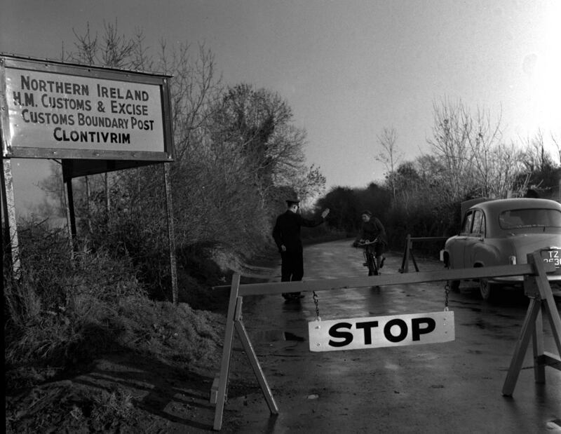 The customs post at Clontivrim, on the Northern side, not far from Clones, in 1955. Photograph: Popperfoto/Getty Images