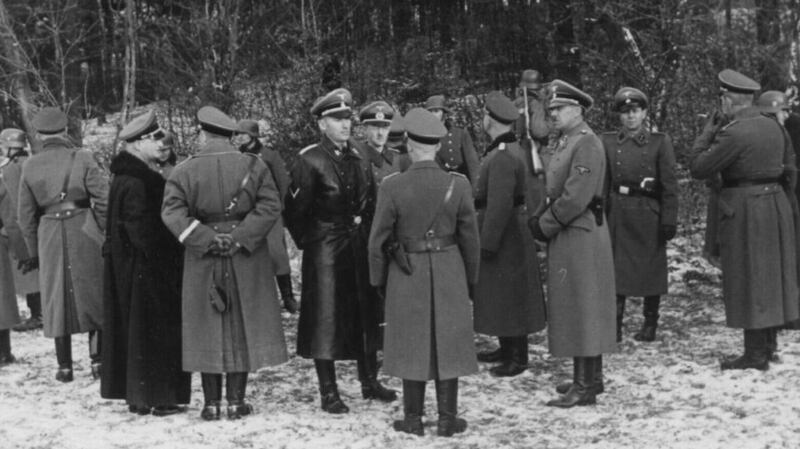 Otto Wächter (in leather coat) supervising an execution of Polish citizens in Bochnia in December 1939. Photograph: Instytut Pamieci Narodowe