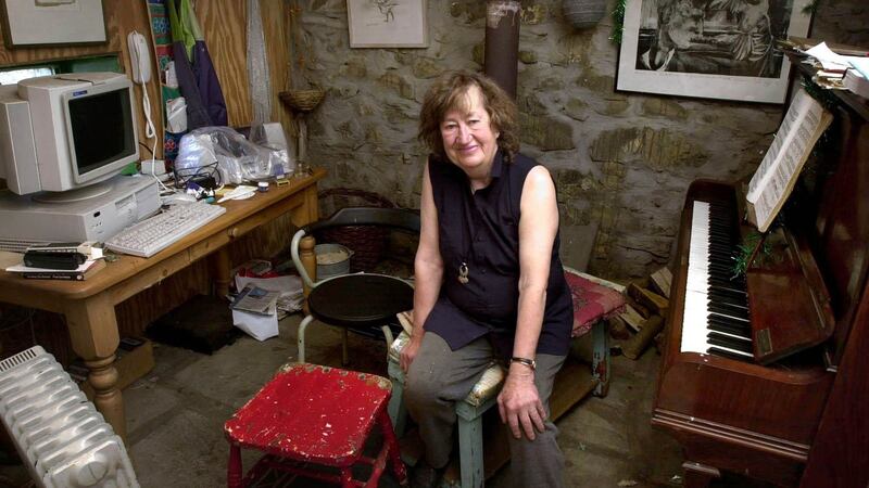 Leland Bardwell  at her home in Cloonagh, Ballinful, Co. Sligo, in 2002. Photograph: Dara MacDonaill