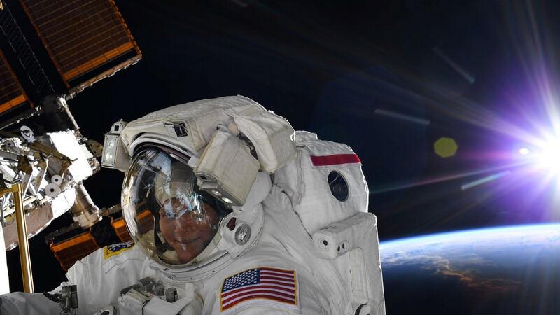 Nasa astronaut Anne McClain did a spacewalk in a large spacesuit, but on reflection decided a medium one would be a better fit. Photograph: Nasa/handout via Reuters