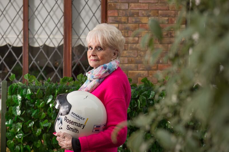 2018: One of Smith's crowning moments came in May 2017, when, at the age of 79, she became the oldest person to drive an 800bhp F1 racing car during a test drive with the Renault F1 Team at the Circuit Paul Ricard in France. Photograph: Barry Cronin