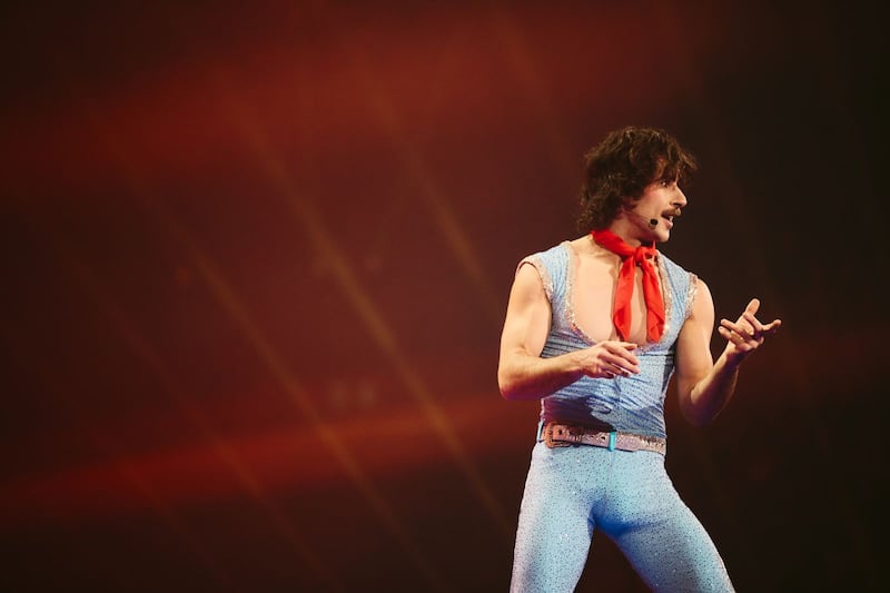 Go-Jo performing Milkshake Man for Australia in St Jakobshalle, Basle. Photograph: Alma Bengtsson/EBU