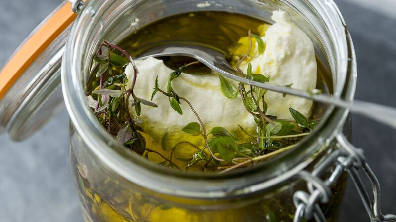 Marinated goats’ cheese.