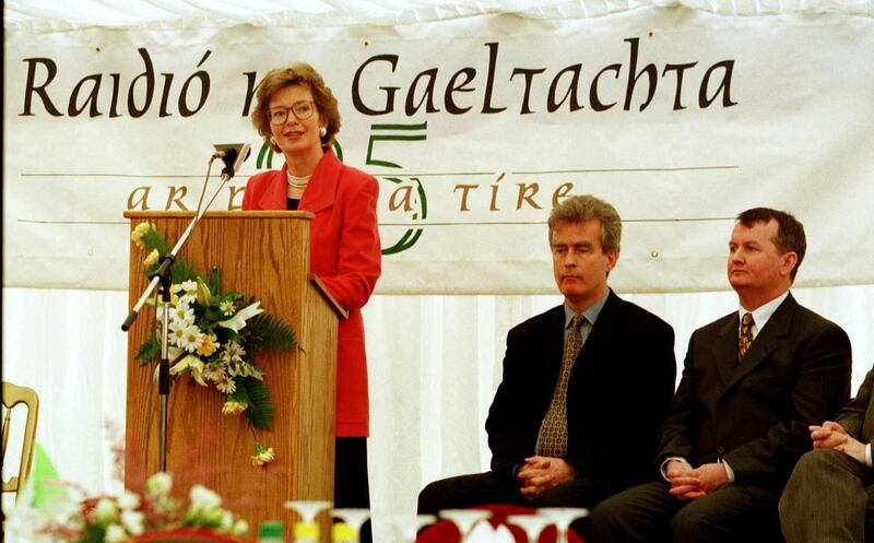 President Mary Robinson at a 25th birthday celebration of Raidió na Gaetachta in 1997