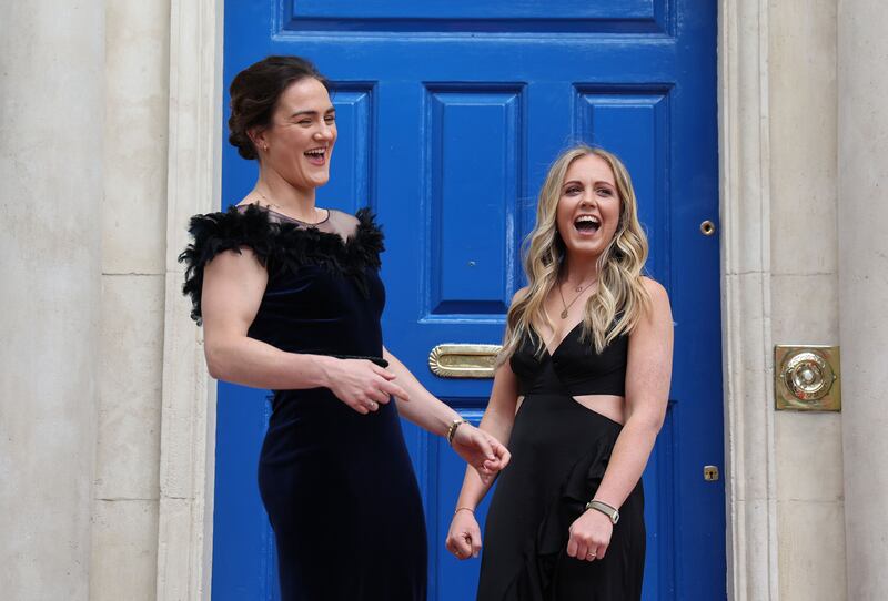 Kellie Harrington and her wife Mandy Loughlin share a lighter moment ahead of the ceremony. Photograph: Nick Bradshaw/The Irish Times

