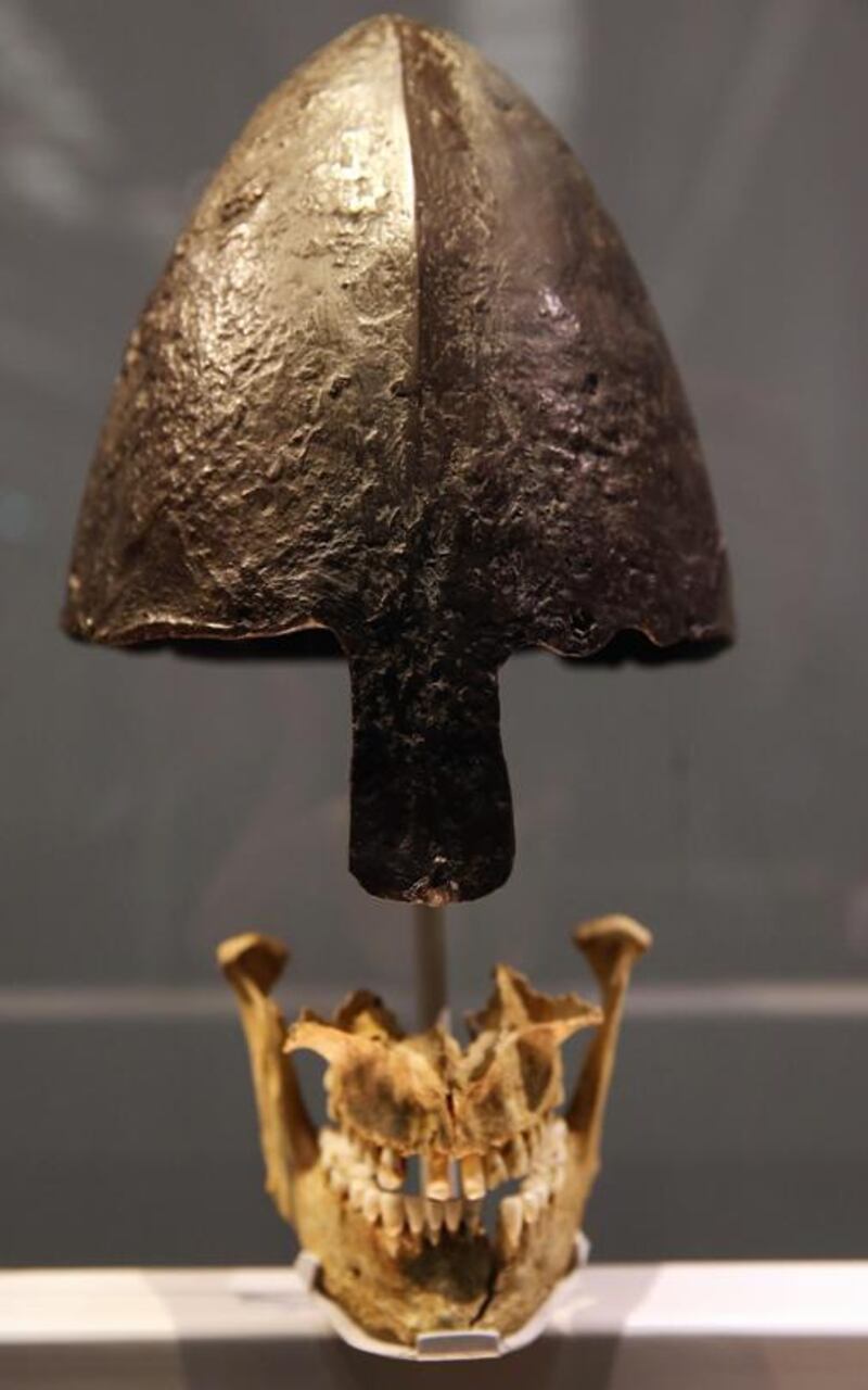 Viking helmet and jawbone