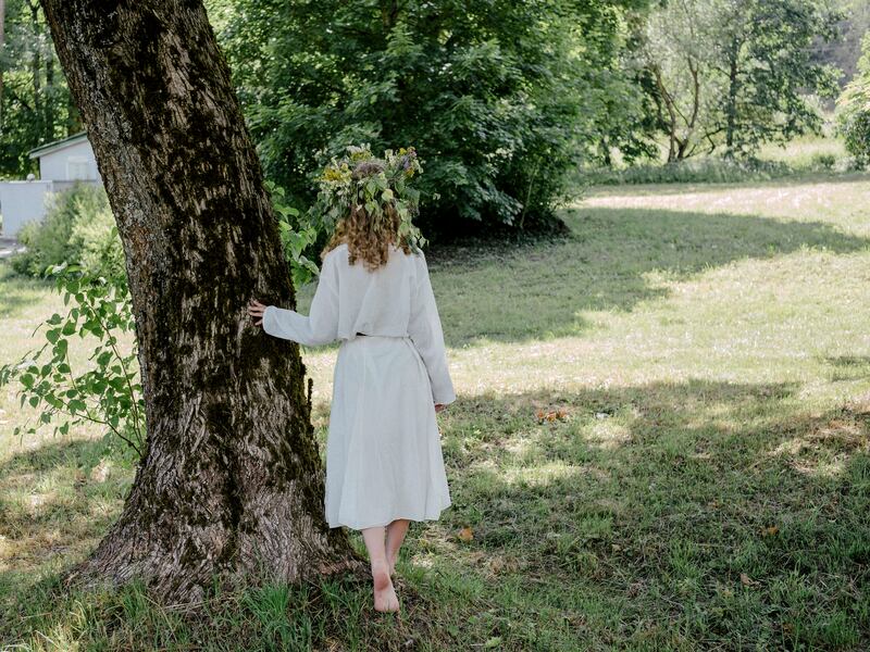 A young woman the Kupala folk festival, a celebration of the summer solstice in Minsk, Belarus. Photograph: Nanna Heitmann/New York Times
                      