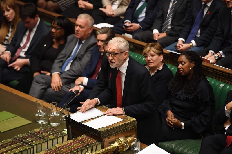 Labour leader Jeremy Corbyn: ‘For the good of this country, [JOHNSON]should go.’ Photograph: Jessica Taylor/UK Parliament/AFP/Getty